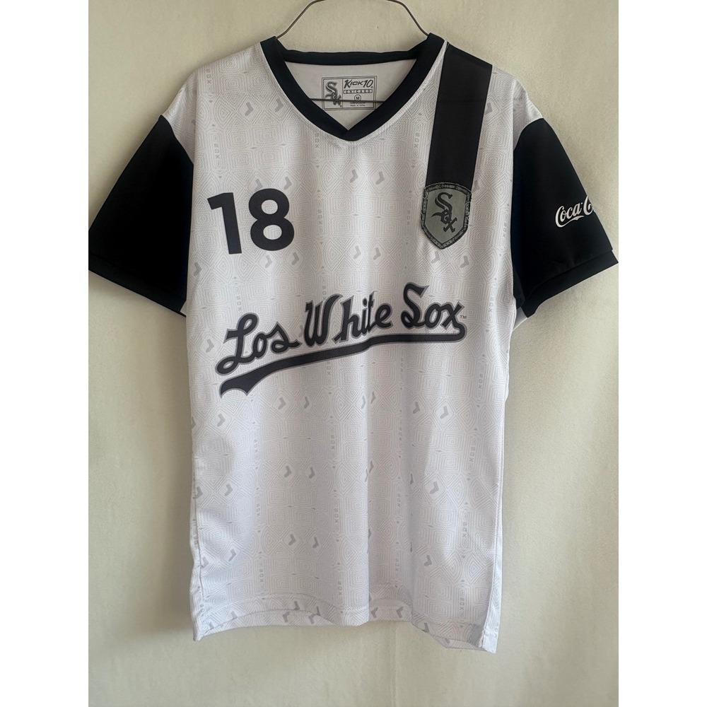 Kick10 Chicago Los White Sox Soccer Jersey White Black Mens Medium 18 Coca-Cola